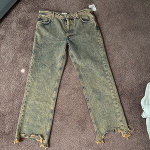We The Free NWT Distressed Straight Leg Jeans with shredded bottoms